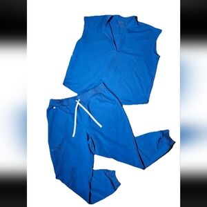 FIGS Technical Collection Scrub Set Women's Blue XL Top 2XL Jogger Pants